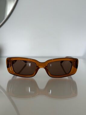 DMY BY DMY Translucent Amber Preston Rectangular Frame Sunglasses (One Size)